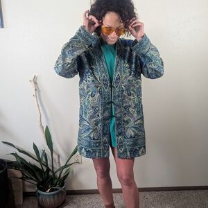 TravelSmith Blue and Green Paisley Blazer